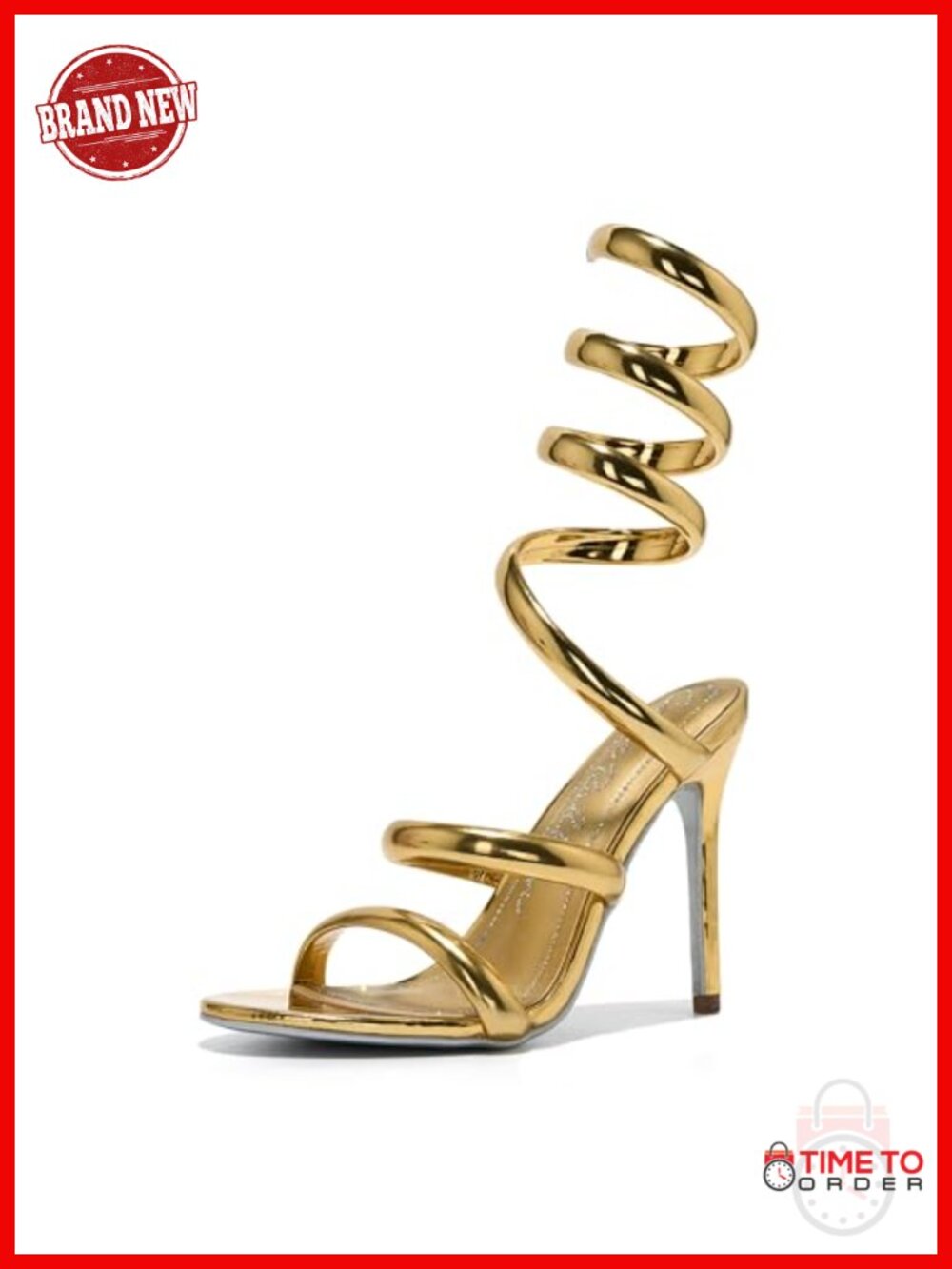 Cape Robbin Women's Spiral Coil Ankle Wrap Heels Patent Metallic Stiletto